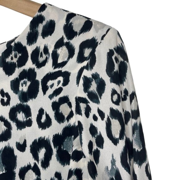 ZARA | Black & Gray Leopard Print Long Sleeve Layered Blouse | Size M - Picture 6 of 14